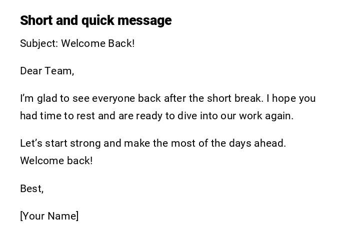 Short and quick message