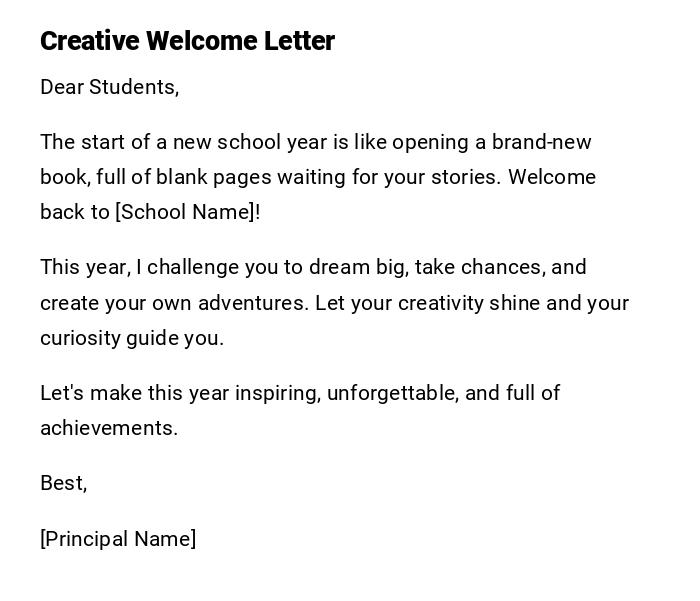 Creative Welcome Letter