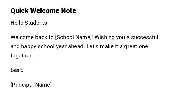 Quick Welcome Note