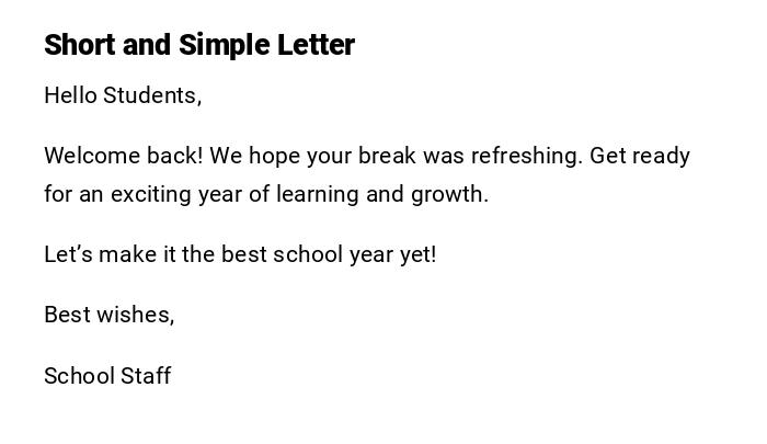 Short and Simple Letter Short and Simple Letter