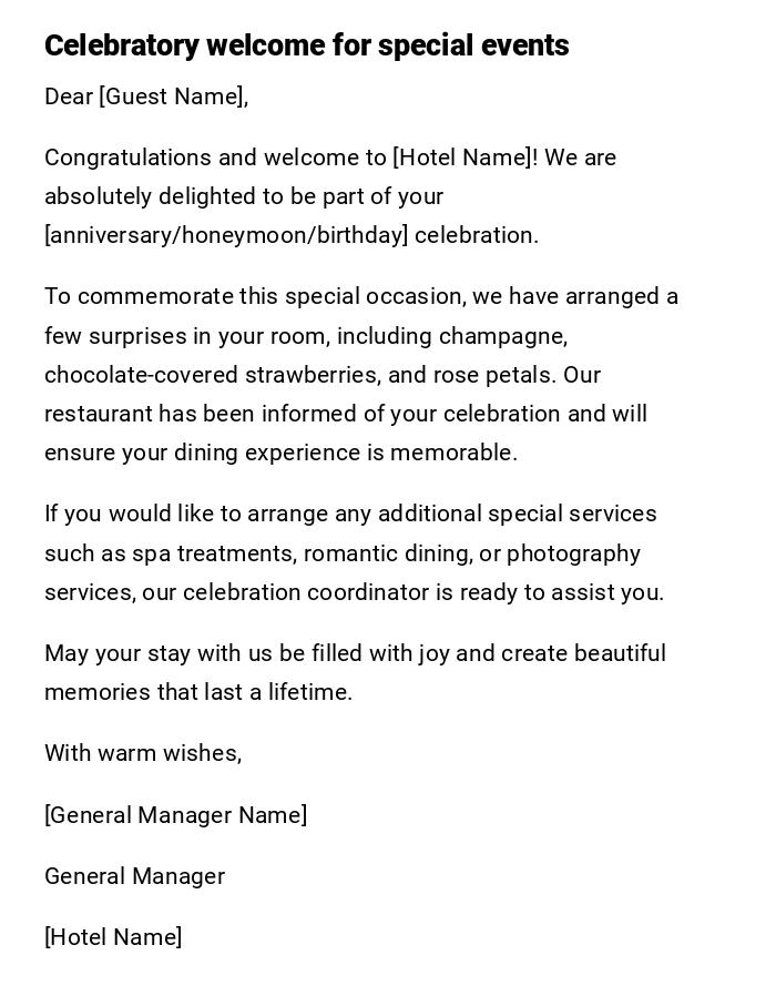 Celebratory welcome for special events Celebratory welcome for special events