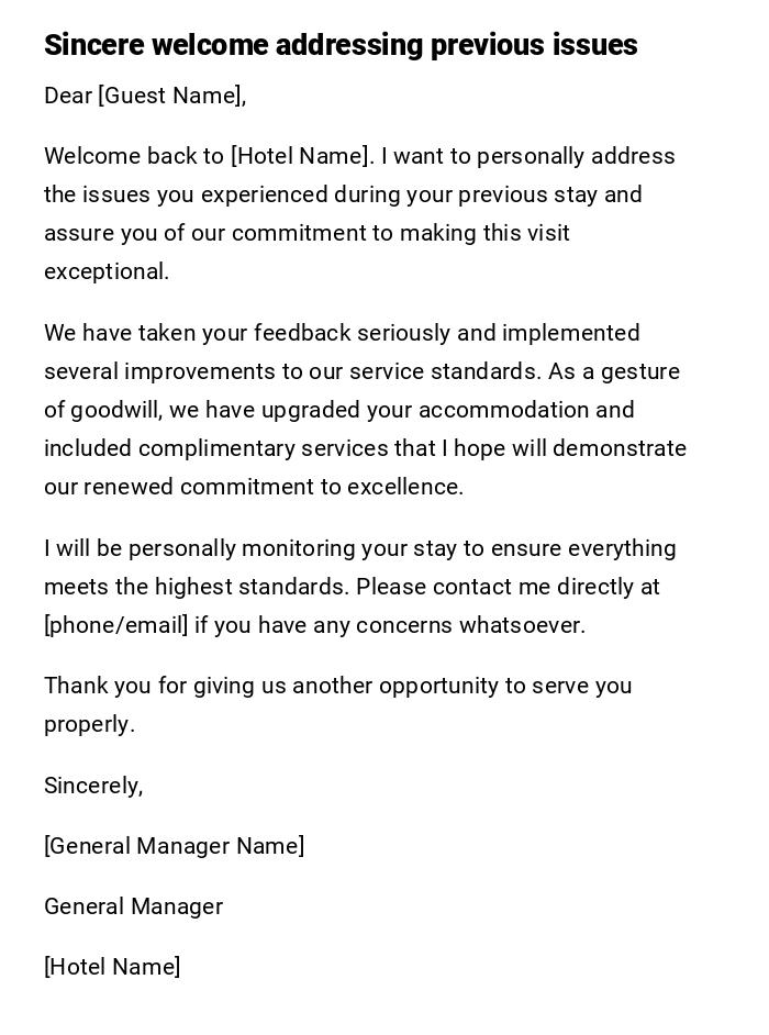 Sincere welcome addressing previous issues Sincere welcome addressing previous issues