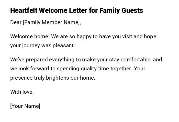 Heartfelt Welcome Letter for Family Guests Heartfelt Welcome Letter for Family Guests
