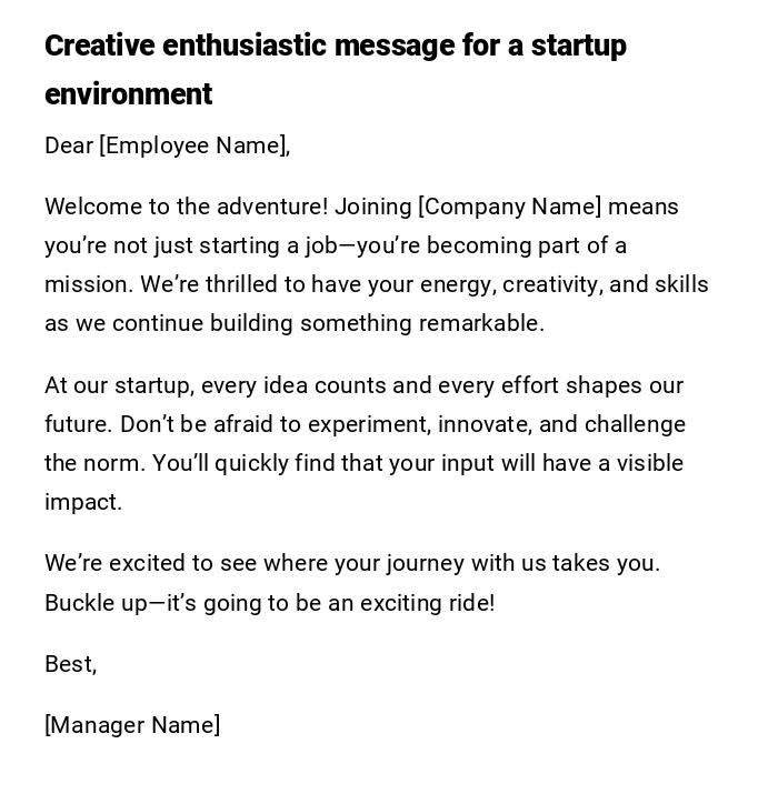 Creative enthusiastic message for a startup environment Creative enthusiastic message for a startup environment