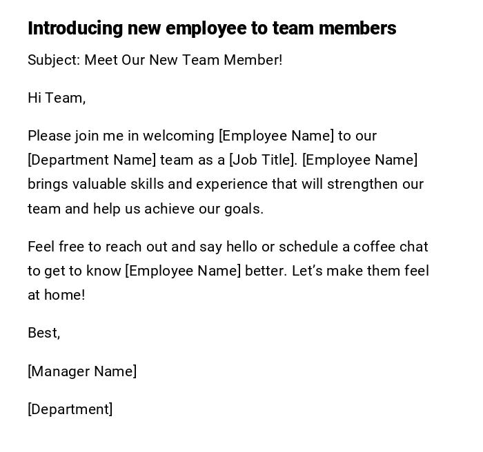 Introducing new employee to team members