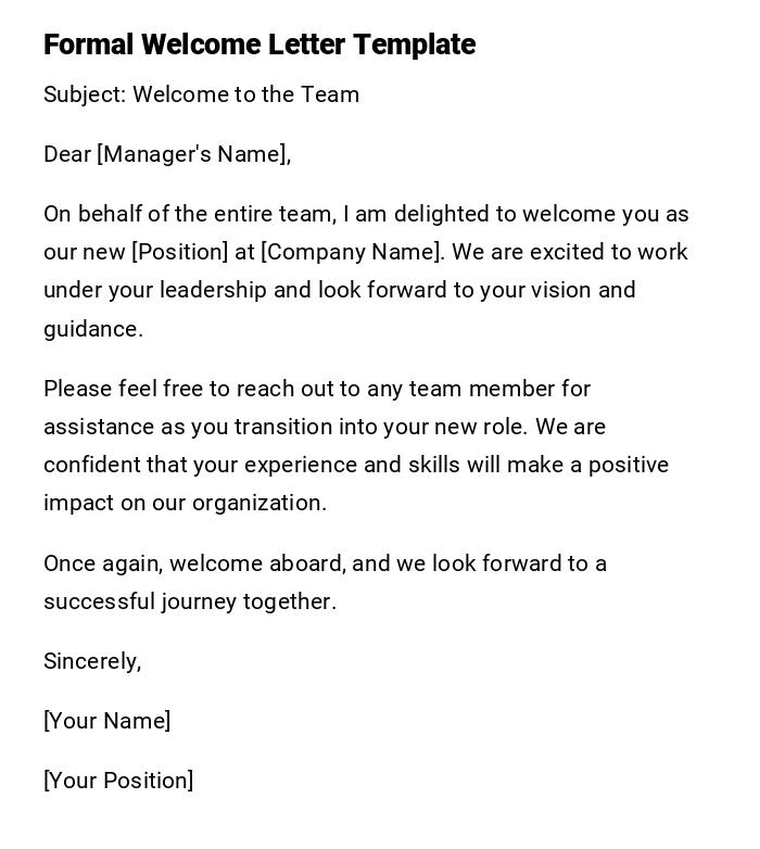 Formal Welcome Letter Template Formal Welcome Letter Template