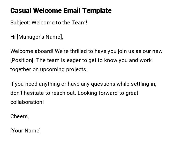 Casual Welcome Email Template Casual Welcome Email Template