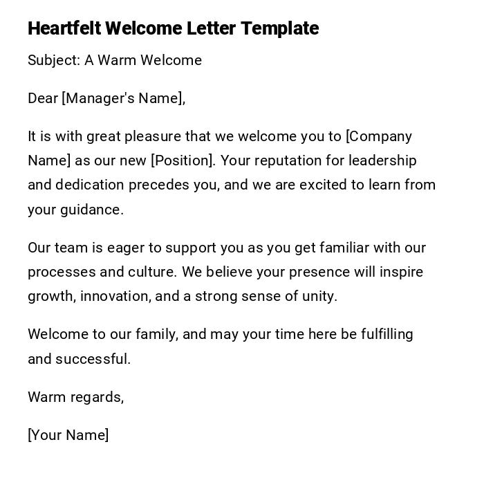 Heartfelt Welcome Letter Template Heartfelt Welcome Letter Template