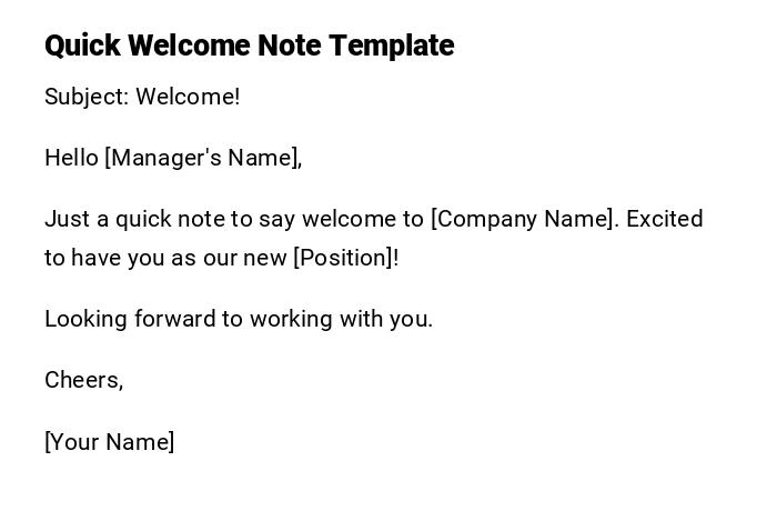 Quick Welcome Note Template Quick Welcome Note Template