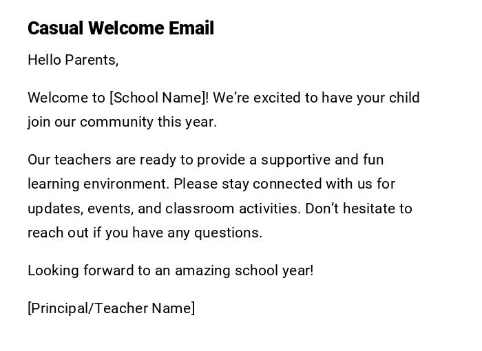 Casual Welcome Email