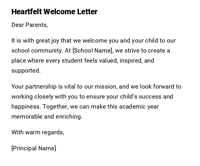 Heartfelt Welcome Letter