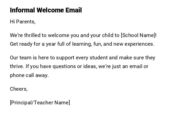 Informal Welcome Email