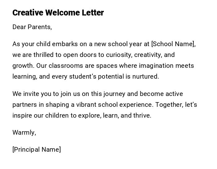 Creative Welcome Letter