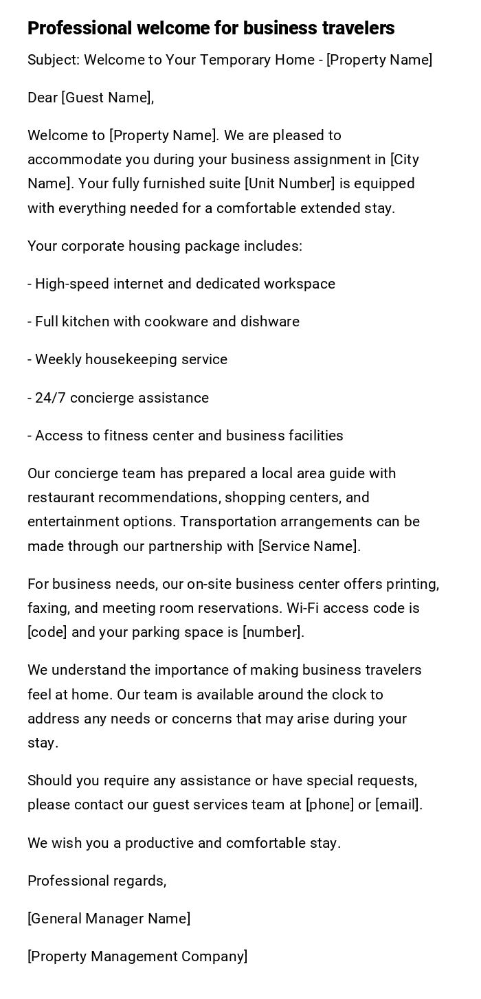 Professional welcome for business travelers Professional welcome for business travelers