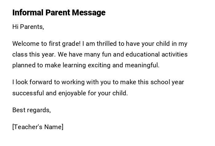 Informal Parent Message Informal Parent Message