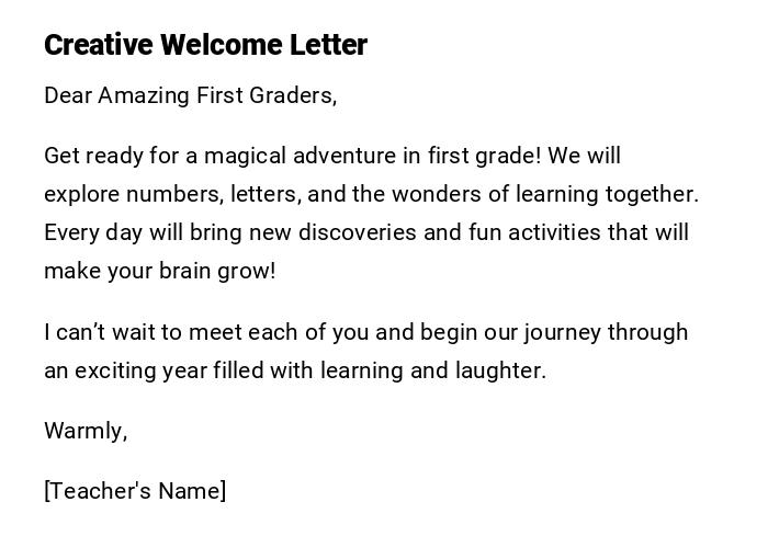 Creative Welcome Letter Creative Welcome Letter