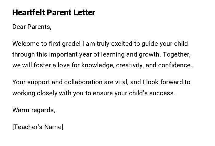 Heartfelt Parent Letter Heartfelt Parent Letter