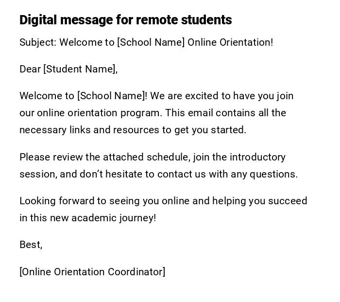 Digital message for remote students Digital message for remote students