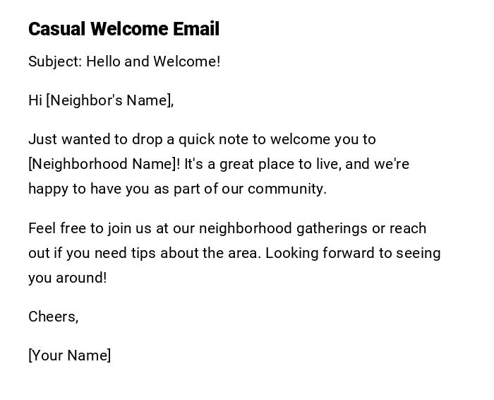 Casual Welcome Email