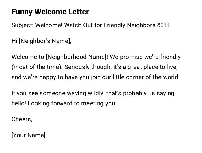 Funny Welcome Letter
