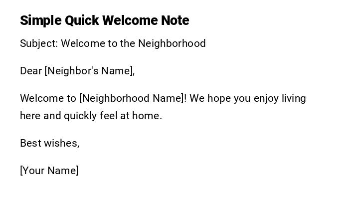 Simple Quick Welcome Note