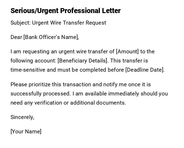 Serious/Urgent Professional Letter