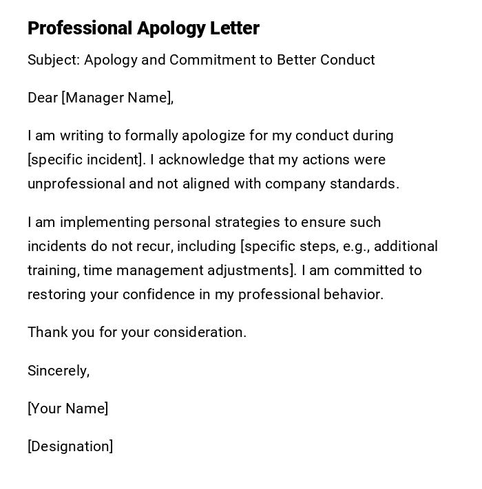 Professional Apology Letter Professional Apology Letter