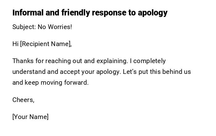 Informal and friendly response to apology Informal and friendly response to apology