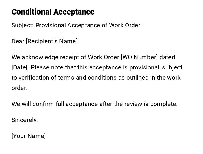 Conditional Acceptance Conditional Acceptance