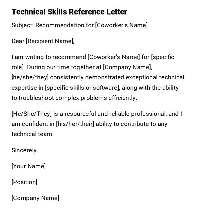 Technical Skills Reference Letter Technical Skills Reference Letter