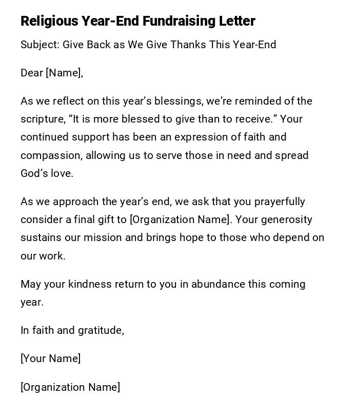 Religious Year-End Fundraising Letter Religious Year-End Fundraising Letter