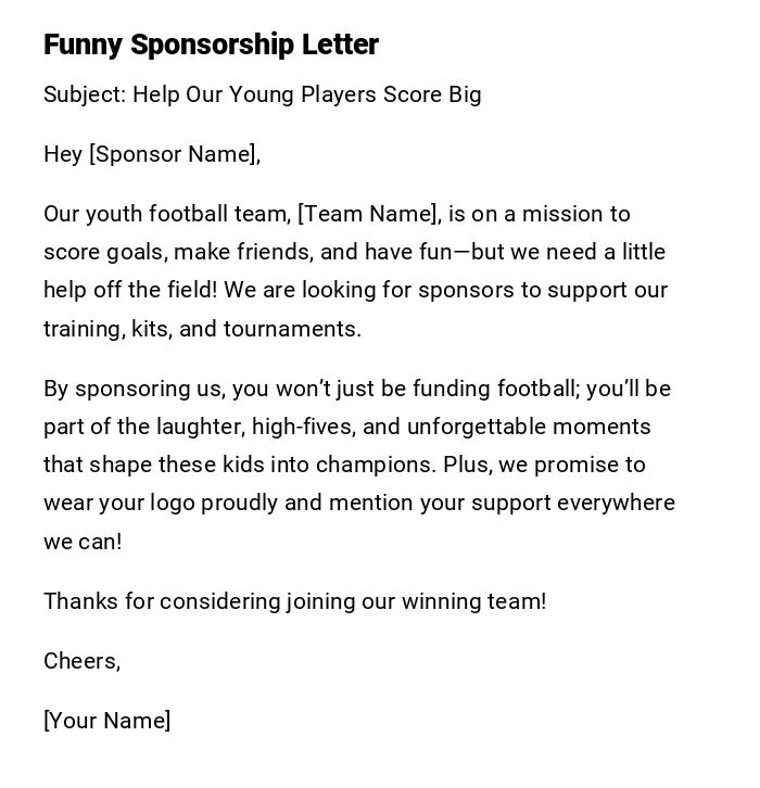 Funny Sponsorship Letter Funny Sponsorship Letter